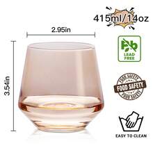 Stemless Wine Glasses Set 6[Peach Color Wine Glasses Stemless] Peach Short Tumbler[14oz] Peach Glassware For Wine Or Soft Drinks,Unique Wine Gifts For Valentines Day - Light Peach - View 3