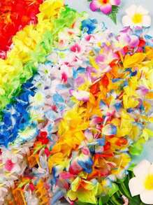 10/20/30/40/50Pcs Hawaii Garland Necklace Tropical Hawaii Flower Theme Party Favors Headbands Holiday Wedding Beach Birthday Decorations Party Supplies Wreaths Headbands Holiday Wedding Beach Birthday Decorations,Mother's Day, Wedding Season(Random Color)