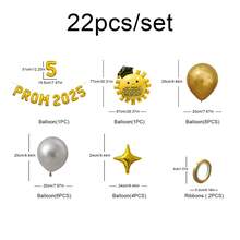 PROM 2025 Graduation Party Decorations, Balloons & Graduation Cap Set - Multicolor - View 5