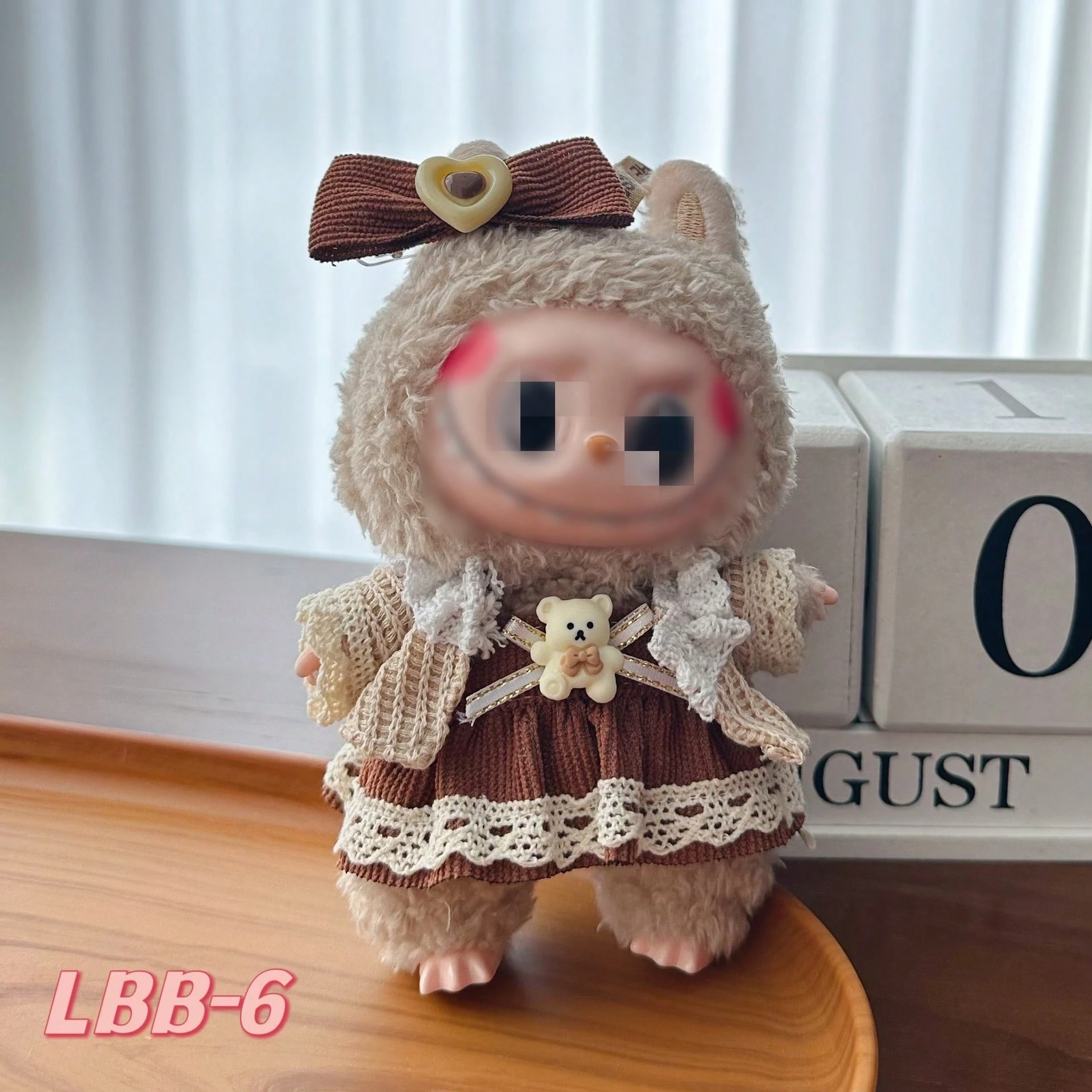 Porte-vêtements En Bois Pour Poupée Labubu - Cintre Et étagère Miniature - 6 Crochets - 7