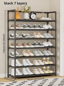1 pieza Estantería para zapatos extendida de 3-7 niveles, estantería de almacenamiento de alta capacidad para el hogar, dormitorio, residencia estudiantil, organizador de zapatos simple con marco de metal, solución de almacenamiento y decoración perfecta para el dormitorio, soporte portátil para exhibición de zapatos - Multicolor - Ver 13