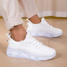 Men's Mesh Breathable Sport Running Shoes/Campus Lightweight Slip-On Casual Sneakers - White - View 5