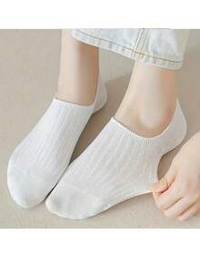6/12 Pairs Women Invisible Socks, Solid Color, Knitted Fabric, 95% Polyester And 5% Spandex, Comfortable Multi-Purpose, Hand Wash, 200g/Sqm, Unisex - Multicolor - View 4
