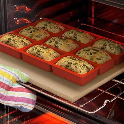 9腔矩形和6腔心形硅胶模具，创意DIY手工皂、布丁、冰块、蛋糕、面包硅胶模具，厨房烘焙模具，礼品模具