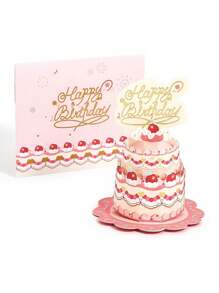 1 Stück 3D Pop-Up "Alles Gute zum Geburtstag" Karte mit Tortentop - personalisierte englische Glückwünsche für Frauen, Männer, Mütter, Ehefrauen, Ehemänner, Jungen, Mädchen - Sondergelegenheit Geburtstags Deko, faltbare kreative Segenswünsche, süße Geburtstagsgeschenke
