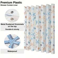 1 pièce Rideau de douche étanche en forme d'étoile de mer avec crochets, accessoire de salle de bain en PEVA plastique, décoration de salle de bain, décoration d'automne, accessoires de salle de bain, rentrée scolaire