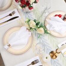 10 件白色布餐巾，方形可洗涤纶餐巾，适用于晚餐、酒店、婚礼、餐厅和派对（20*20 英寸 17*17 英寸） - 白色 - 查看 2