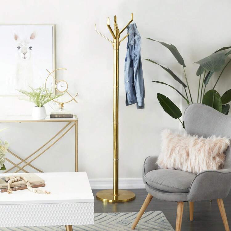 15" X 69" Gold Aluminum Metal Coat Rack, 1-Piece - 金色 - 查看 2