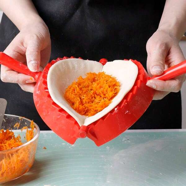 1 pieza Molde de plástico rojo extra grande para empanadillas, molde para prensar masa, apto para herramientas de hornear