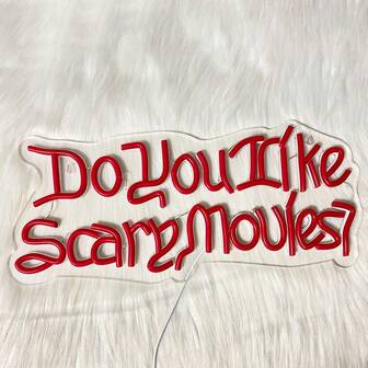 Do You Like Scary Movies? Neon Sign, Gothic Red LED Neon Light Movie Night Party Decoration, Halloween Party Atmosphere Decoration Light, Suitable For Horror Movie Rooms, Bedrooms, Halloween Parties, Homes, Bars, Man Cave, USB Power Supply Can Be Reused, Comes With Accessories, And Is Easy To Install.