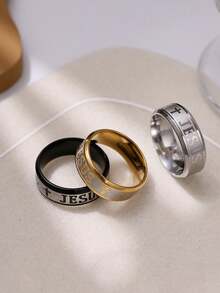 1 Miếng Kích thước lớn 8mm 316 Thép Titan 18K Mạ bạc Mạ vàng Vượt qua Lá thư Nhẫn cưới - Vàng - Xem 4