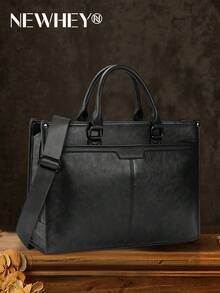 NEWHEY Business Bag Men's Briefcase Support A4 Waterproof Freestanding Support 15.6 Inch Computer 2WAY Multi Pocket Large Capacity Job Hunt Bag Interview Bag Job Search Work Laptop Bag Gift - Black - View 2