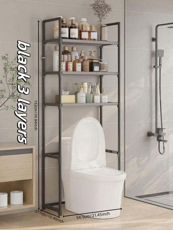 1pc 2-3 Tier Free Standing Toilet Organizer Rack, Bathroom Multi-Layer Storage Shelf, Waterproof Rust-Proof Rack, Modern Minimalist Space-Saving Home Storage