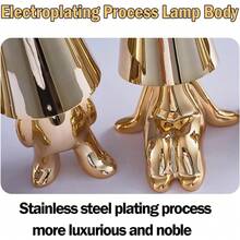 Bedside Touch Control Table Lamp, Thinker Golden Man Statue LED Table Lamp, USB Rechargeable, 3-Speed Dimmer, Home Living Room Office Decorative Table Lamp. - Gold 5 - View 4