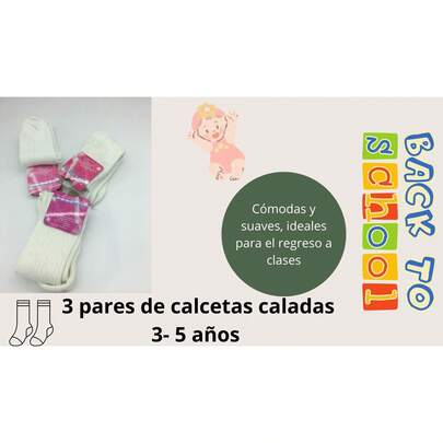 CALCETAS CALADAS BLANCAS, SUVES, CÓMODAS Y LIGERAS, PARA NIÑAS DE 3-5 AÑOS