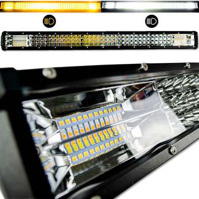 Barra 144 Led Automotivo 80cm 432w 12v 24v Farol Milha Off Road Dual Color Ambar e Branco