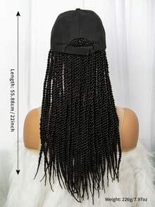 Synthetic Long Box Braid Wig - Includes Baseball Cap - Perfect Braided Baseball Cap Hairstyle For Women - Black - View 6