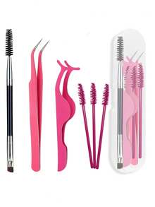 Set de 6 piezas con caja: pinzas de punta curva, rizador de pestañas y cepillo de pestañas. Combinación de pinzas curvas y rizador de pestañas curvo para satisfacer mejor las necesidades de extensión de pestañas multinivel y mejorar la experiencia. Rizador de pestañas, pinzas para pestañas, cepillo de pestañas, caja de almacenamiento de herramientas para pestañas, set de ayuda para pestañas postizas.