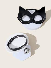 2pcs/Set Punk Rock Leather Mask Bells Pendant Necklace Cosplay Props Prom - Multicolor - View 5