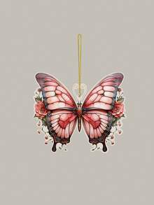 1pc Acrylic Butterfly Pattern Car Rear View Mirror Hanging Decor, Suitable As Gift, 2D Flat Pendant For Car, Home Decor, Keychain And Other Decorations - Multicolor - View 10