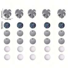 Juego de 25/30/33/34 piezas de cuentas de silicona, adecuado para hacer joyas DIY - Cuentas de enfoque para bolígrafos, collares y llaveros - Juego de cuentas de regalo artesanal, apropiado para hacer joyas, cuentas espaciadoras - Serie de hojas DIY - Ver 14