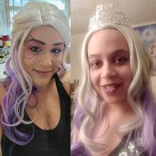 波浪渐变银灰色至紫色假发，侧分，外观自然，合成纤维，适合女性角色扮演和音乐节。 - 薰衣草紫 - 查看 7