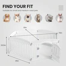 PetTrove - Plastic Pet Playpen, Durable Puppy Playpen With Lockable Door And Non-Slip Bottom, Portable Indoor Outdoor Puppy Pen - 白色 & 4 面板 24 英寸 - 查看 7
