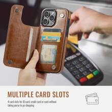 Luxury Durable Leather Wallet Phone Case Compatible With IPhone 16e 16 15 14 13 12 11 Pro Max SE X XR XS Max 8 7 6 6S Plus Compatible With Samsung Galaxy S25 S24 S23 S22 S21 S20 Ultra A13 A14 A15 A35 A53 A54 A55 S23 FE S24 FE Kickstand Credit Card Slots Holder Shockproof Phone Cover Waterproof Anti-Fall Scratch Resistant Full Cover