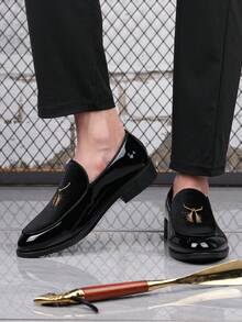 男士乐福鞋，圆头商务皮鞋，都市休闲鞋套，男士正装皮鞋，工作鞋，驾车鞋，豆豆鞋，商务皮鞋 - 黑色 - 查看 4