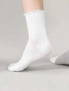 6 Pairs Of Ruffle Socks Women, Cute Breathable Casual  Ruffle Ankle Socks - 6 Pairs White6 - View 2