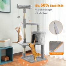 SEBRUANC Tiragraffi per gatti da 112 cm, multistrato, struttura stabile e comodo trespolo con giocattoli per gatti, cuccia per gatti da interno, per la cura degli artigli, tempo libero e intrattenimento