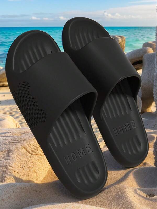 New Summer Fashion Slippers, Made Of EVA Material, Anti-Slip, Odor-Resistant, Lightweight & Soft Sole, Comfortable Home/Bathroom Wear, Personalized Bear Letter Print Design Suitable For Men And Women, Casual Indoor/Outdoor, Beach Holiday Use