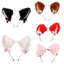 1 pièce Serre-tête oreilles de chat moelleux avec clochette de Noël et nœud papillon. Serre-tête oreilles de chat pour Noël, cosplay, fête, costume d'Halloween