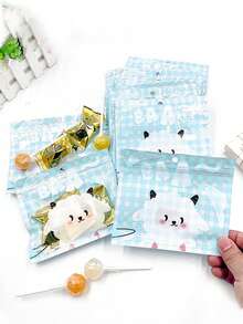 20个可爱卡通兔子和小狗印花袋，宰牲节糖果饼干包装袋，烘焙食品包装小礼品袋，半透明自封袋 - 查看 5
