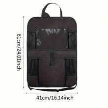 1 pieza Bolsa de almacenamiento anti-patada de color negro, organizador de asiento trasero de coche para guardar tabletas, hecho de tela Oxford