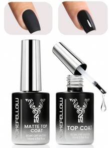 YOKEFELLOW Top coat gel lucido da 16 ml senza bisogno di struccare e top coat opaco, finitura lucente di diamanti ad alta capacità e texture vellutata, super glossy, lunga durata, alta durezza, resistente ai graffi e all'usura, previene sbavature, smalto gel per lampada UV LED, arte di unghie professionale, idea regalo fai da te