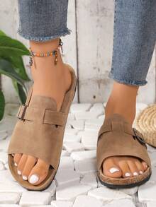 Women's Spring/Summer 2025 New Slip-On Mules, Soft Cork Thick Soles Non-Slip Shoes