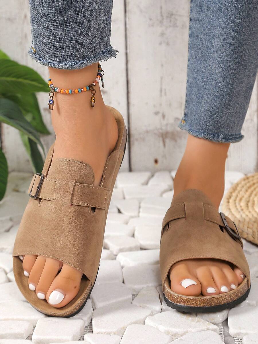 Women's Spring/Summer 2025 New Slip-On Mules, Soft Cork Thick Soles Non-Slip Shoes