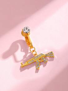 1pc Gun Shaped Fake Belly Button Ring, Fashionable Non-Piercing Belly Button Clip For Daily Wear