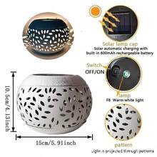 Solar Powered Desk Lamp, Energy-Saving Small Night Light For Outdoor Courtyard, Photography Ambience Light, Balcony Garden Decor Creative Table Lamp - White - View 7