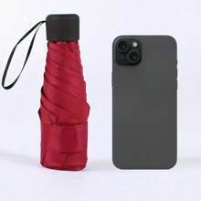 Travel Umbrella, Compact And Lightweight, 6 Ribs Reinforced, Foldable, Manual Open, UV Protection, Fashionable, Casual, Cute, Pongee (210T) Umbrella Cloth, Iron Umbrella Handle And Ribs