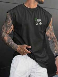 Men's Women's Basic Macho Tank Tops Letter Design UNISEX Sleeveless 100% Premium Cotton - Black - View 2