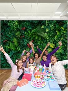 1 Stück tropische grüne Blätter Fotowand Hintergrund, Grünpflanzen, Palme, Dschungel, Partyfahne 150 x 100 cm/210 x 150 cm, Wald Fotohintergrund für Innen/Außen, Baby-Dusche, Geburtstag, Hochzeit, Dekoration