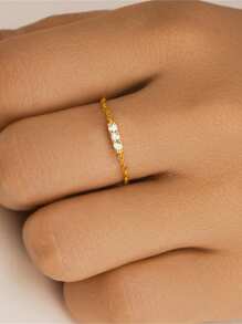 1 pieza Anillo de cadena minimalista de plata de ley 925 de estilo lujoso y ajustable para mujer, perfecto para el uso diario/joyería de boda y novia, joyería fina