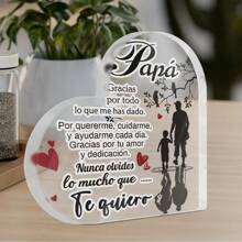 Putuo Decor 1pc Spanish Heart Shaped Acrylic Sign Table Decor, Desktop Decoration For Home Farmhouse Living Room, Gift For Grandmother