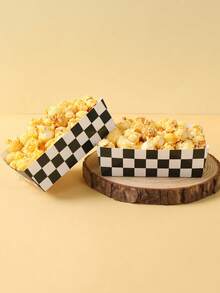 12pcs Racing Car Theme Disposable Paper Plates, Black & White Checkered Racing Car Snack Trays, Disposable Food Containers, Cookie Baking Trays, Popcorn Boxes, Racing Car Theme Birthday Party Supplies, Racing Competition Tableware, Racing Party Supplies, Wedding Decorations, Baby Shower Favors, Bridal Shower Gifts, Holiday Party Supplies - Racing - View 5