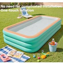 耐用厚 PVC 充气游泳池，非常适合玩水，适用于庭院、户外休闲娱乐、海滩必需品、海滩配件、泳池浮板 - 彩色 - 查看 1