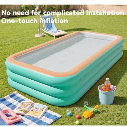 耐用厚 PVC 充气游泳池，非常适合玩水，适用于庭院、户外休闲娱乐、海滩必需品、海滩配件、泳池浮板