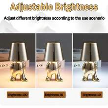 Bedside Touch Control Table Lamp, Thinker Golden Man Statue LED Table Lamp, USB Rechargeable, 3-Speed Dimmer, Home Living Room Office Decorative Table Lamp. - Gold 5 - View 2