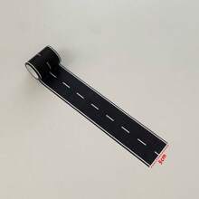 10pcs Reusable Cartoon Race Track Stickers, Black Polyurethane Race Track Tapes, Suitable For Party Car Decoration, Pre-Pasted Glitter Effect, Car Themed Birthday Party Racing Game Party Supplies